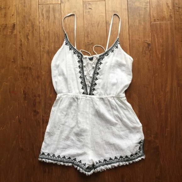 Topshop Embroidered Tassel Playsuit Shorts Romper - Picture 2 of 4